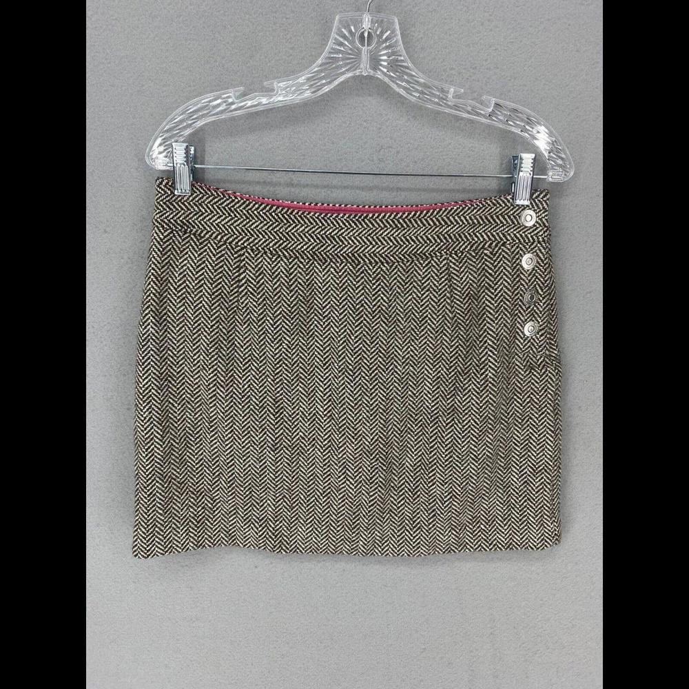 Vineyard Vines Womens Skirt Size 8 Black White Wool Blend Herringbone Mini